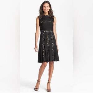 Tadashi Shoji Knit Lace Panel Cocktail Dress, size M/L